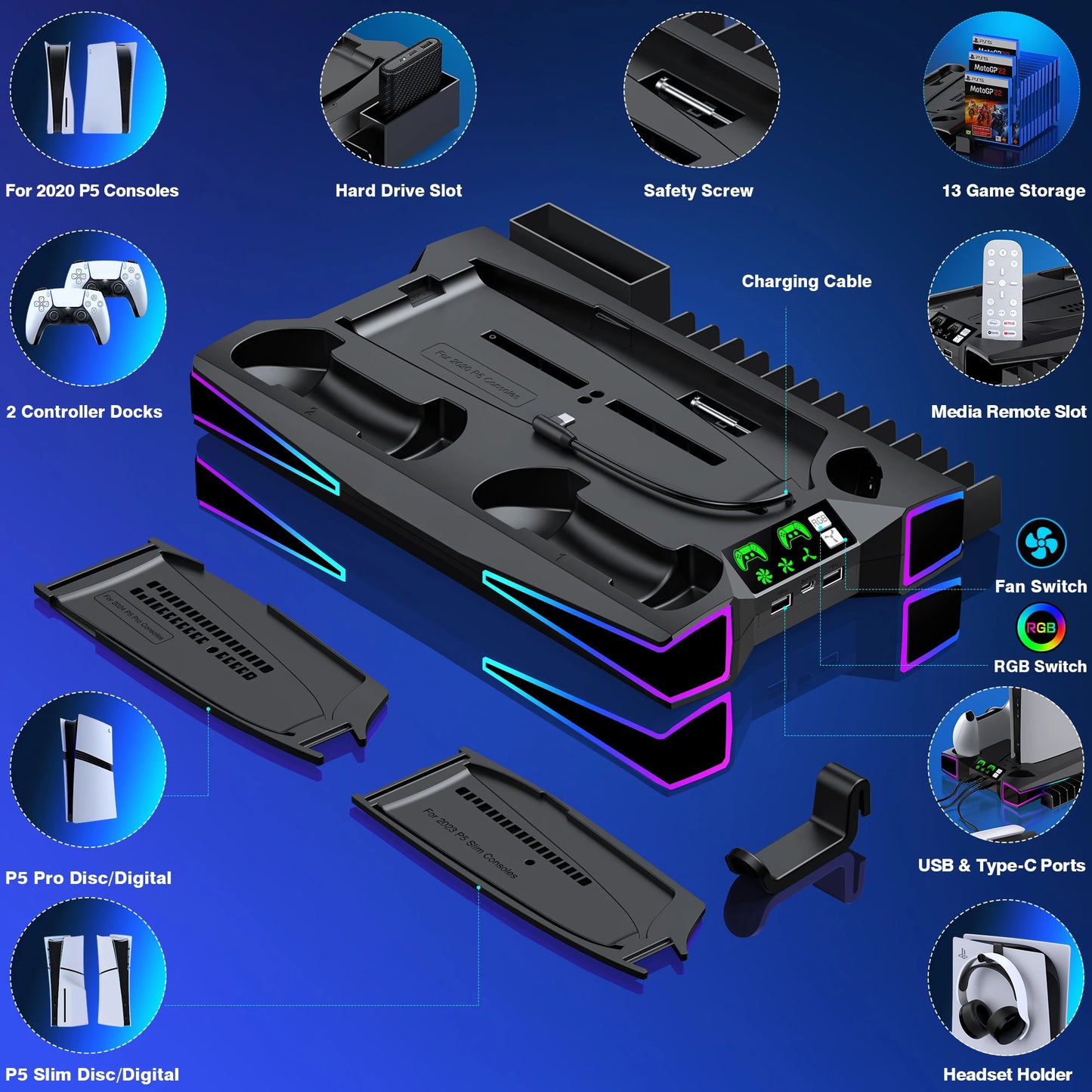 RGB Cooling Stand For PS5